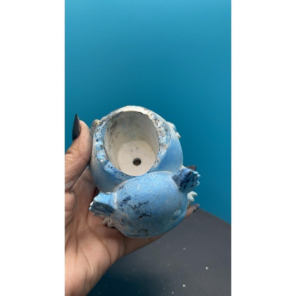 2 Axolotl  Concrete Planter Blue– Handmade Cement Succulent Plant  Pot, Handmade - Picture 4 of 12